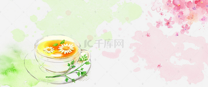 花茶背景图片_养生健康减肥花茶banner