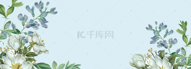 淘宝首页模板时尚背景图片_清新花纹森系电商banner背景