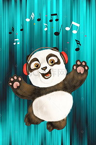 音符音乐背景图片_卡通熊猫音符音乐背景