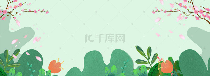 小清新背景图片_淘宝春天春游踏青桃花小清新文艺背景