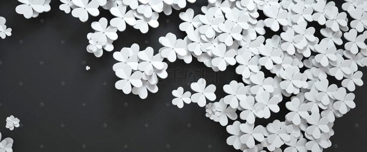 立体黑白背景图片_C4D黑白质感花瓣纹理背景