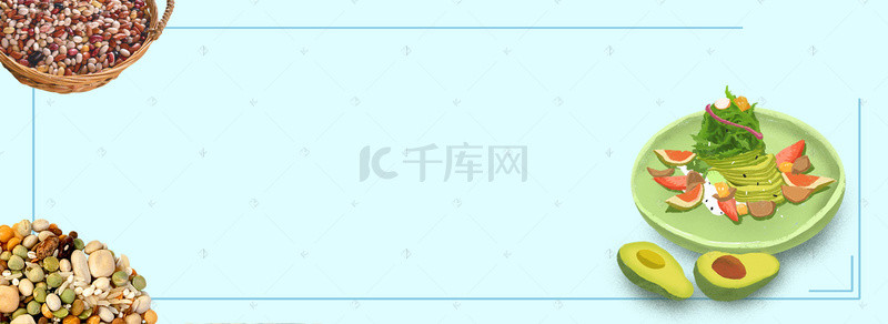 俯视banner背景图片_食品绿色大米俯视促销banner