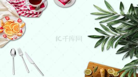 创意茶背景图片_清新下午茶甜点糕点广告背景海报