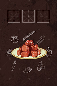中国菜背景图片_中国传统美食红烧肉促销海报