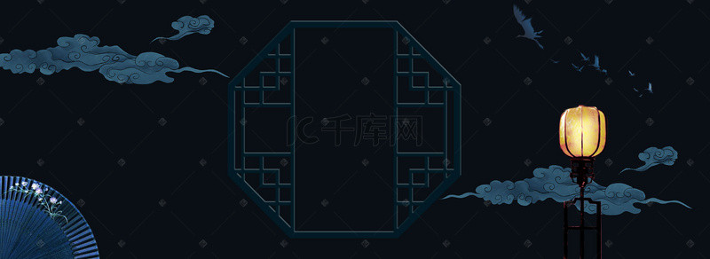 中国风房地产背景图片_蓝色中国风中式家具banner