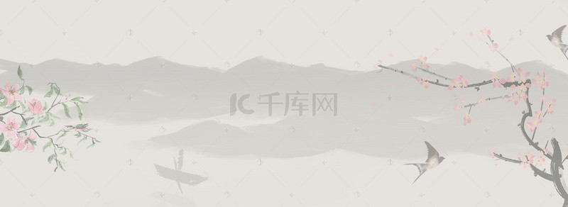 淘宝小二头像背景图片_淡雅水墨梅花干锅鸭头美食熟食banner