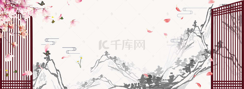 嘉年华,背景图片_古典中国风梅花红木家具家装嘉年华