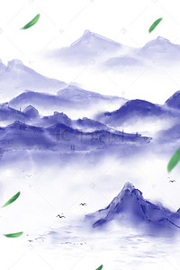 中国风紫色清新山水画