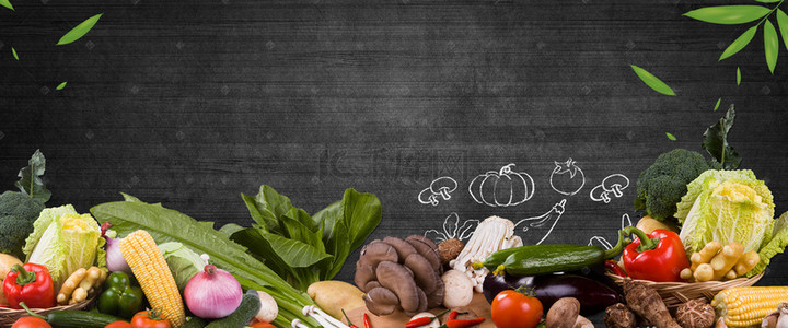 食物背景黑色背景图片_夏季大气餐厅超市蔬菜PSD分层促销背景