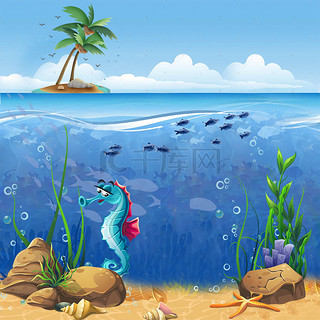 海洋背景图片_卡通海底世界主题背景矢量素材