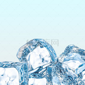 蓝色冰块速冻品食品背景素材