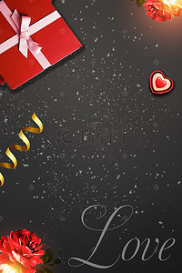 情人节红色玫瑰背景图片_情人节礼盒红色玫瑰黑色广告背景
