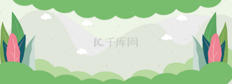 手绘树叶背景文艺背景图片_手绘卡通树叶矢量图banne