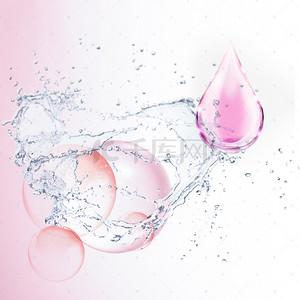 透明气泡粉色化妆品PSD分层主图背景素材