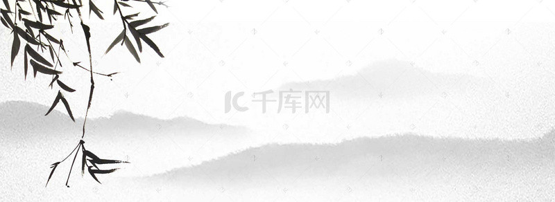 清明节荷花中国风背景图片_水墨中国风黑白海报背景图
