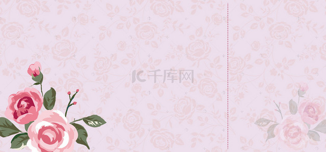 温馨背景图片_粉色温馨浪漫立体玫瑰花朵花店代金券背景