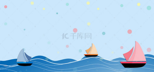 海洋卡通背景图片_夏日清新蓝色海洋卡通促销背景