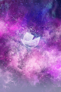 迷幻背景图片_紫色魔幻花纹电子风格广告背景