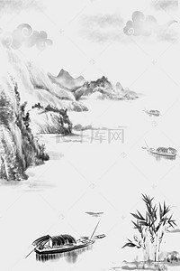 桃花背景图片_矢量中国风水墨山水背景