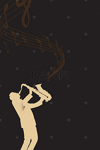 音乐会背景图片_卡通手绘人物剪影交响乐音乐会海报背景素材