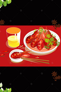 小龙虾美食海报背景图片_麻辣小龙虾美食海报背景模板
