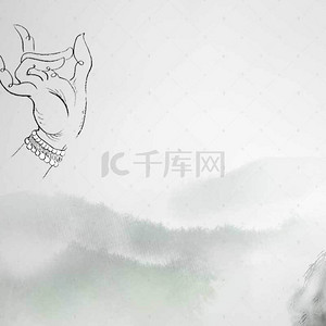 中国风水墨佛珠主图背景素材