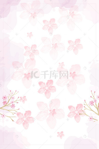 樱花背景图片_樱花季简约清新樱花花瓣底纹海报背景