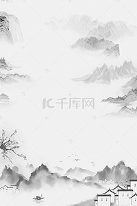 古典山水风背景图片_中国风水墨山水工笔画海报