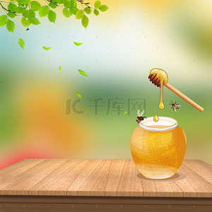 天然主图背景图片_清新美食蜂蜜直通车主图