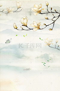 水墨兰花背景图片_工笔画古风传统山水背景