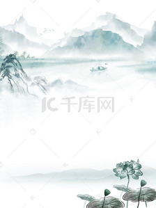 背景素材夏季背景图片_中国风高山画作黄色背景素材