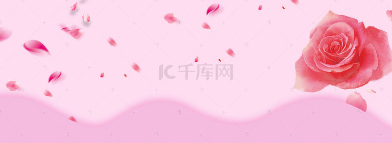 女装模特背景图片_粉色花瓣背景banner