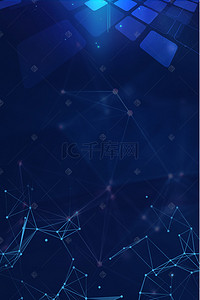 科技感背景图片_蓝色光效科技线条点线连接简约海报背景