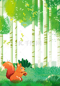 兔子背景图片_森林插画海报背景