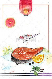 三文鱼美食背景图片_三文鱼日本料理背景