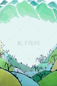 绿色古风春季上新春天人物背景