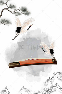 中国风乐器海报背景图片_中国风古筝古典乐器培训海报背景素材