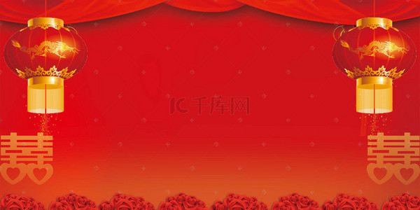 中式婚礼背景图片_中式婚礼纹理黄色banner背景