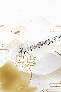 中国风金色莲花中传出的音乐背景素材