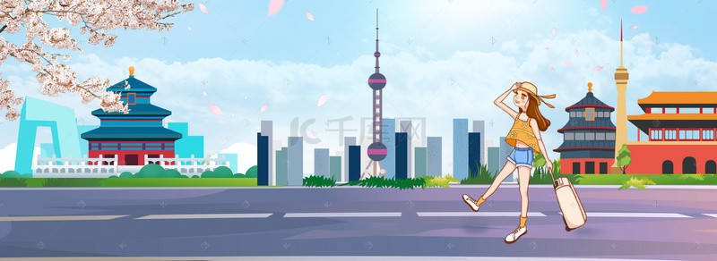 樱花背景图片_创意合成旅行背景