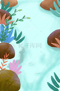 河水背景图片_绿色的河水插画背景