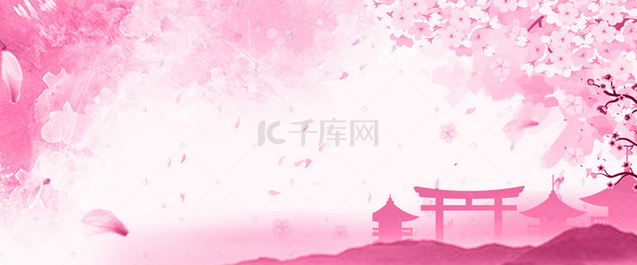 浪漫小清新樱花节粉色背景