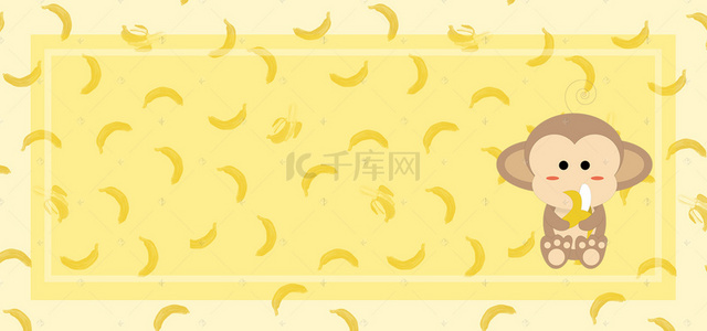 花纹背景卡通背景图片_卡通手绘黄色香蕉背景