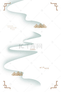 中国风背景手绘背景图片_中国风禅意山水广告背景