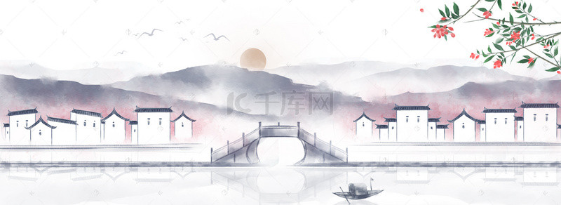 樱花节背景背景图片_中国风水墨樱花节背景