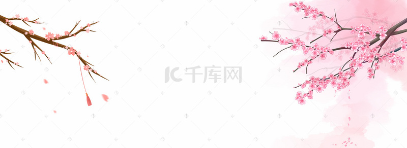 桃花燕子喜鹊美女背景banner