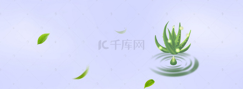 水纹banner背景图片_夏季绿叶护肤美妆护肤品海报banner