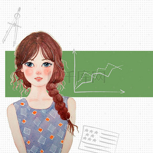 开学女孩背景图片_卡通风开学季促销电商海报背景