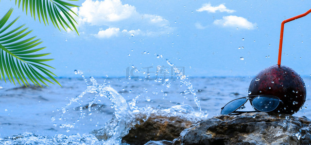 小清新夏季蓝色大海高清背景