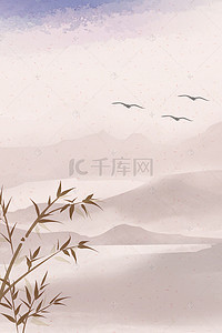 清新水墨中国风背景图片_中国风竹子高山褐色背景素材